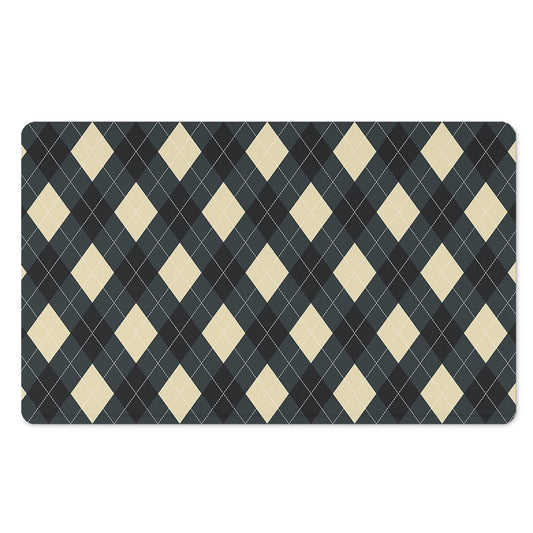 Spruce Blue And Beige Argyle Print Polyester Doormat