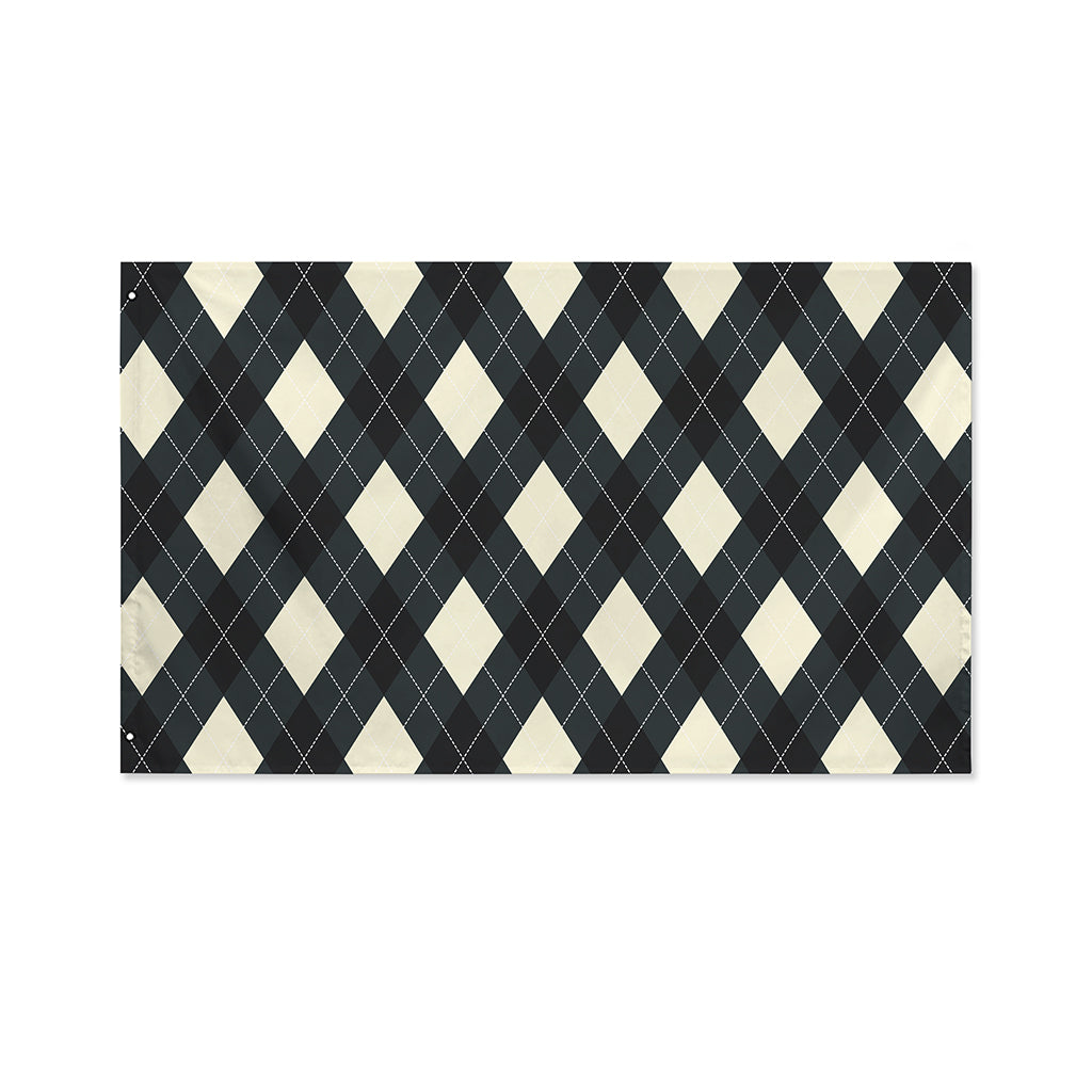 Spruce Blue And Beige Argyle Print Polyester Flag