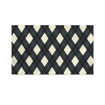 Spruce Blue And Beige Argyle Print Polyester Flag