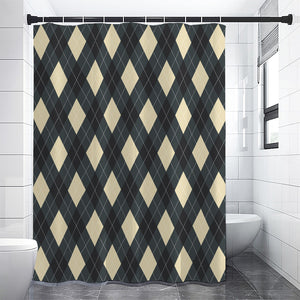 Spruce Blue And Beige Argyle Print Premium Shower Curtain