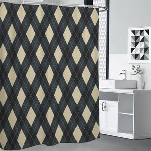 Spruce Blue And Beige Argyle Print Premium Shower Curtain