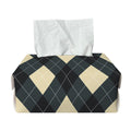 Spruce Blue And Beige Argyle Print Rectangle Tissue Box Cover