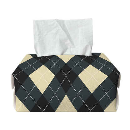 Spruce Blue And Beige Argyle Print Rectangle Tissue Box Cover