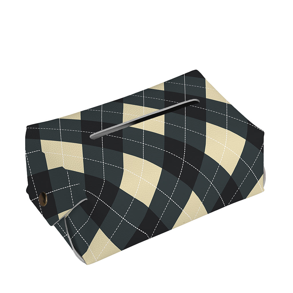 Spruce Blue And Beige Argyle Print Rectangle Tissue Box Cover