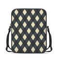 Spruce Blue And Beige Argyle Print Rectangular Crossbody Bag