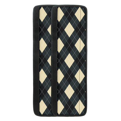 Spruce Blue And Beige Argyle Print Refrigerator Handle Covers