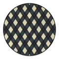 Spruce Blue And Beige Argyle Print Round Floor Mat