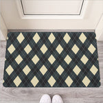 Spruce Blue And Beige Argyle Print Rubber Doormat