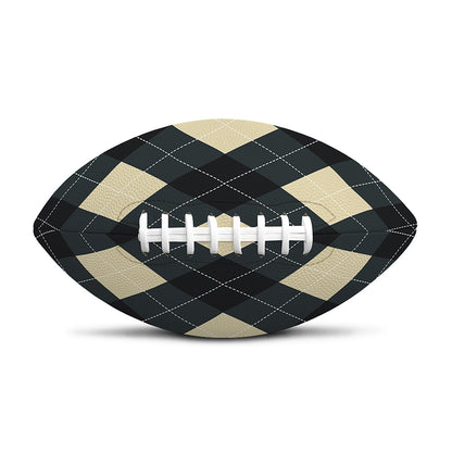 Spruce Blue And Beige Argyle Print Rugby Ball
