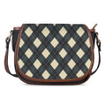 Spruce Blue And Beige Argyle Print Saddle Bag