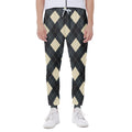 Spruce Blue And Beige Argyle Print Joggers