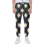 Spruce Blue And Beige Argyle Print Scuba Joggers