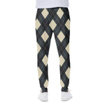 Spruce Blue And Beige Argyle Print Scuba Joggers