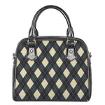 Spruce Blue And Beige Argyle Print Shoulder Handbag