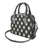 Spruce Blue And Beige Argyle Print Shoulder Handbag