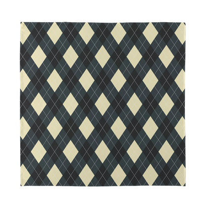 Spruce Blue And Beige Argyle Print Silk Bandana