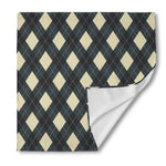 Spruce Blue And Beige Argyle Print Silk Bandana