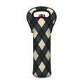 Spruce Blue And Beige Argyle Print Single Neoprene Wine Tote