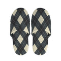 Spruce Blue And Beige Argyle Print Slippers