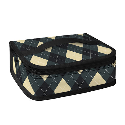 Spruce Blue And Beige Argyle Print Small Lunch Bag