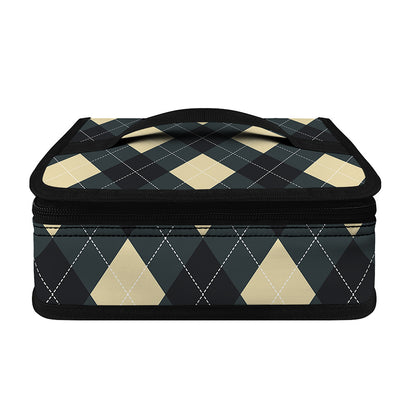 Spruce Blue And Beige Argyle Print Small Lunch Bag