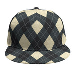 Spruce Blue And Beige Argyle Print Snapback Cap