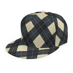 Spruce Blue And Beige Argyle Print Snapback Cap