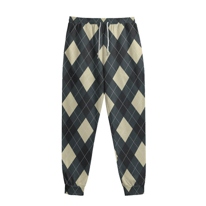 Spruce Blue And Beige Argyle Print Sweatpants