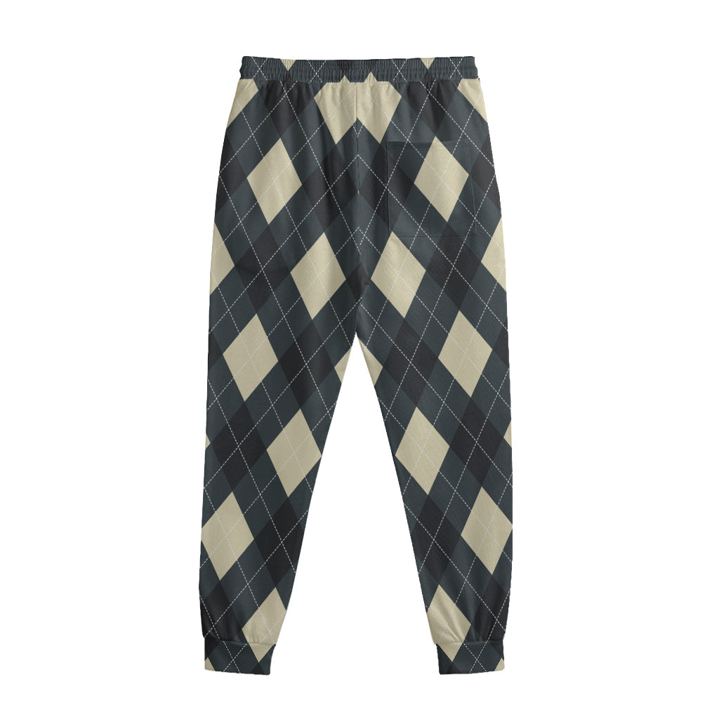 Spruce Blue And Beige Argyle Print Sweatpants