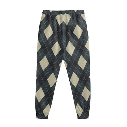 Spruce Blue And Beige Argyle Print Sweatpants