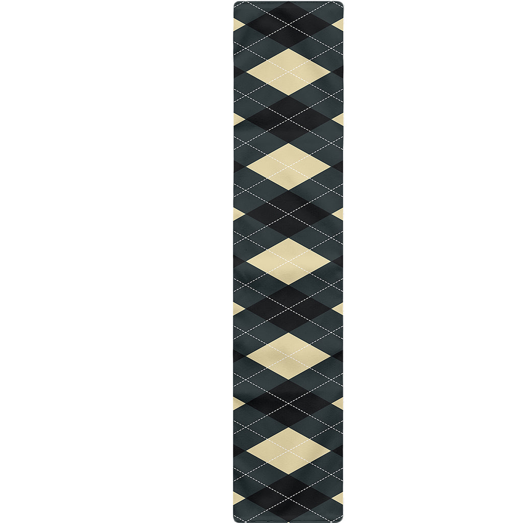 Spruce Blue And Beige Argyle Print Table Runner