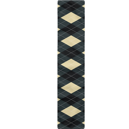 Spruce Blue And Beige Argyle Print Table Runner