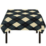 Spruce Blue And Beige Argyle Print Tablecloth