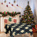 Spruce Blue And Beige Argyle Print Tablecloth