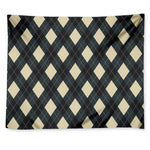 Spruce Blue And Beige Argyle Print Tapestry