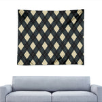 Spruce Blue And Beige Argyle Print Tapestry
