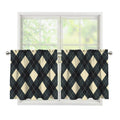 Spruce Blue And Beige Argyle Print Tier Curtains