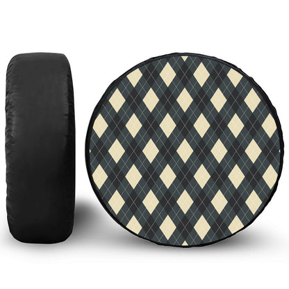 Spruce Blue And Beige Argyle Print Tire Cover