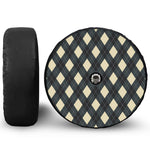 Spruce Blue And Beige Argyle Print Tire Cover With Camera Hole