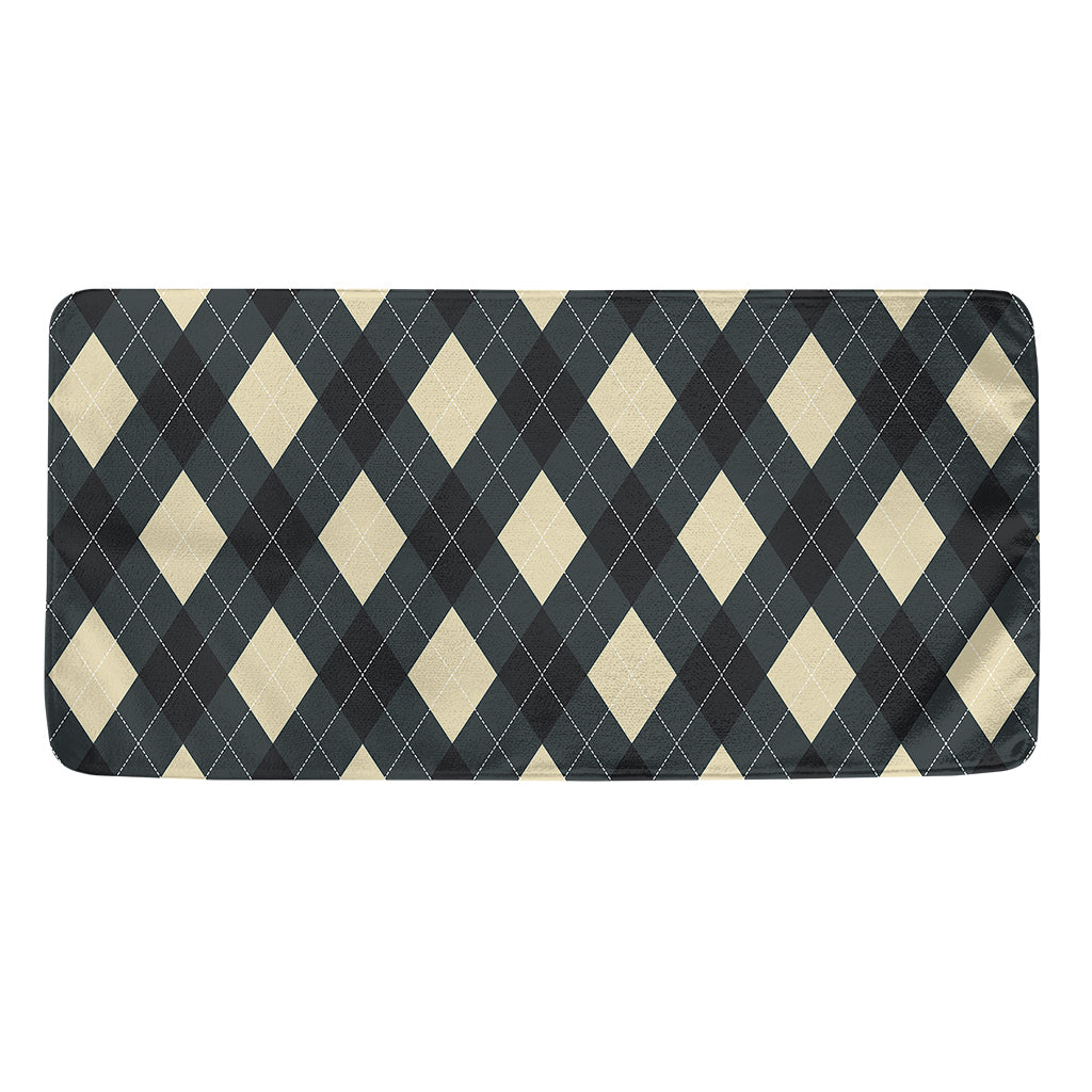 Spruce Blue And Beige Argyle Print Towel