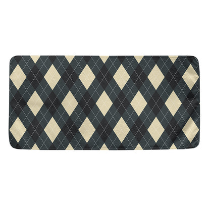 Spruce Blue And Beige Argyle Print Towel