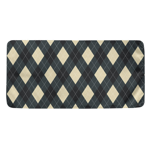 Spruce Blue And Beige Argyle Print Towel