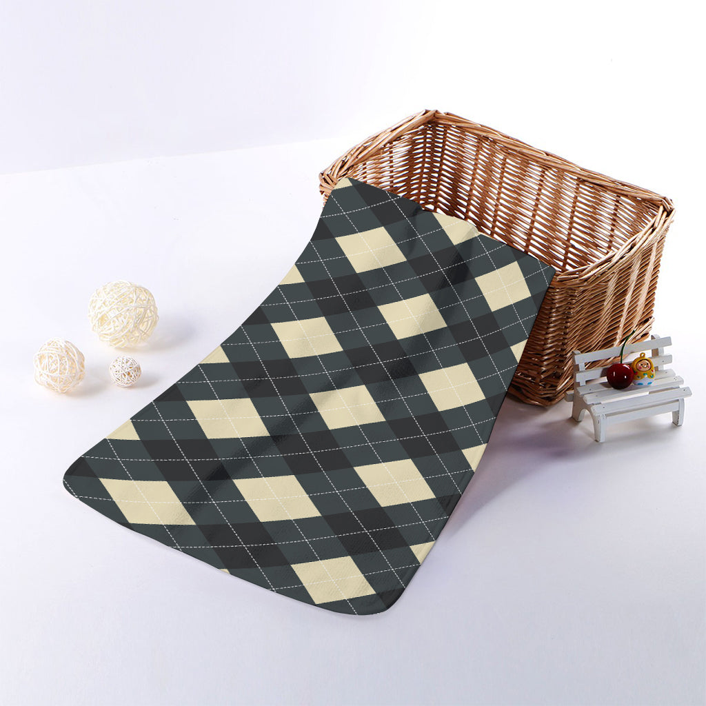 Spruce Blue And Beige Argyle Print Towel