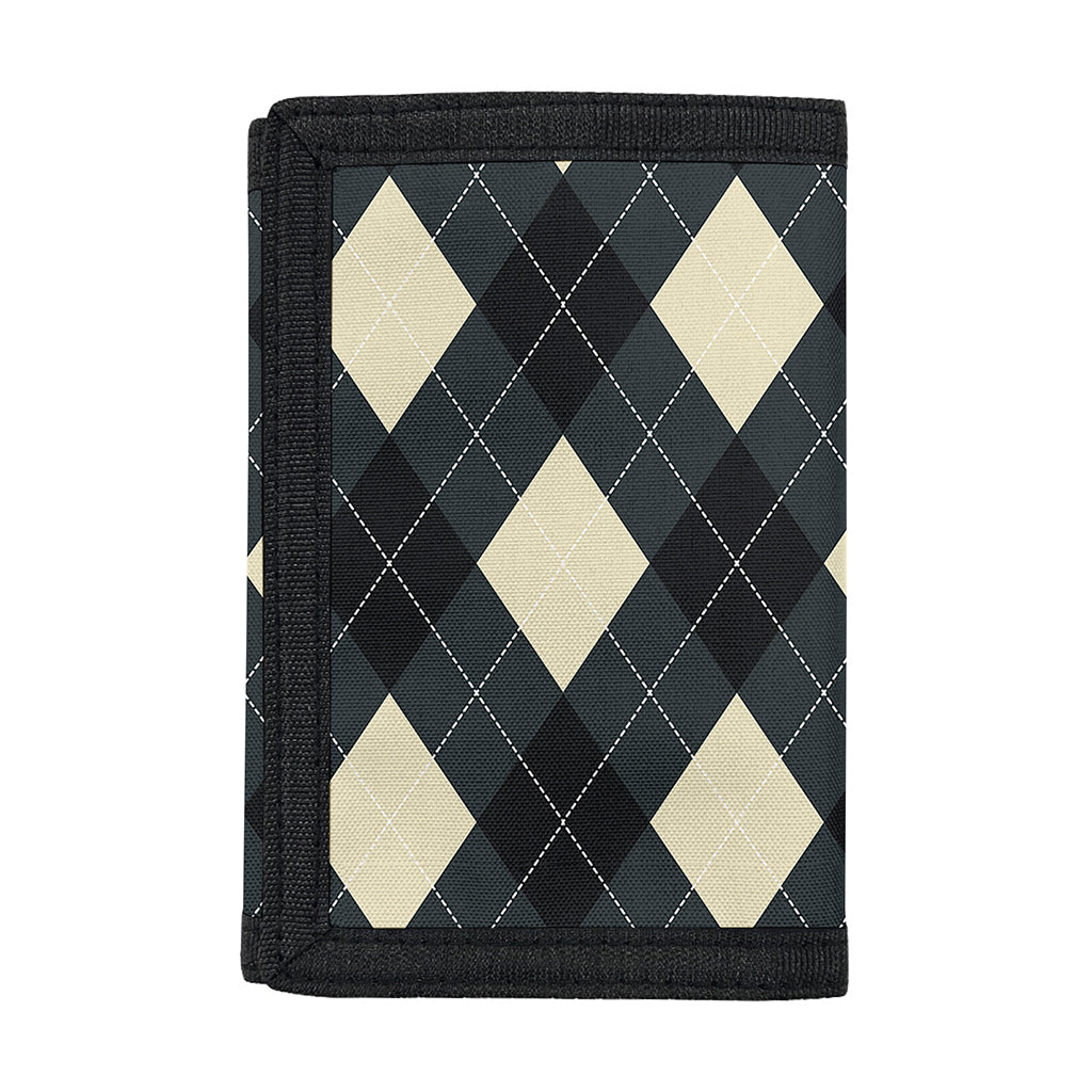 Spruce Blue And Beige Argyle Print Trifold Wallet