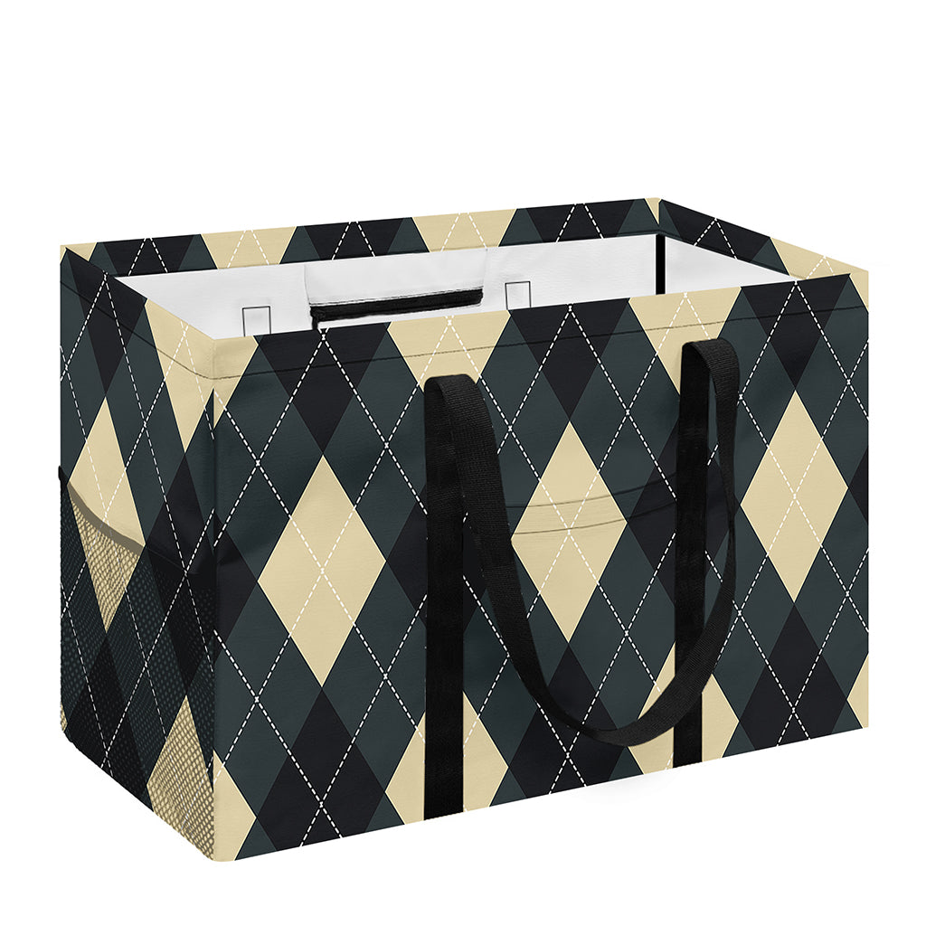Spruce Blue And Beige Argyle Print Utility Tote Bag