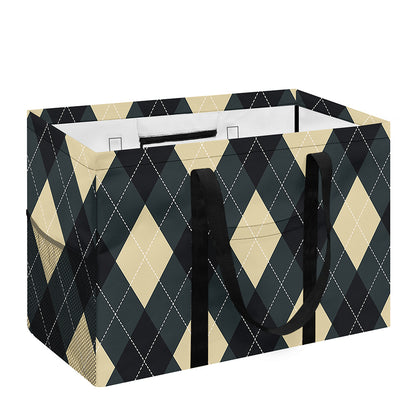Spruce Blue And Beige Argyle Print Utility Tote Bag