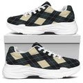 Spruce Blue And Beige Argyle Print White Chunky Shoes