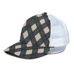Spruce Blue And Beige Argyle Print White Mesh Trucker Cap