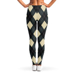 Spruce Blue And Beige Argyle Print Women's Leggings
