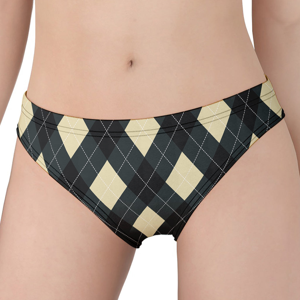 Spruce Blue And Beige Argyle Print Women's Panties